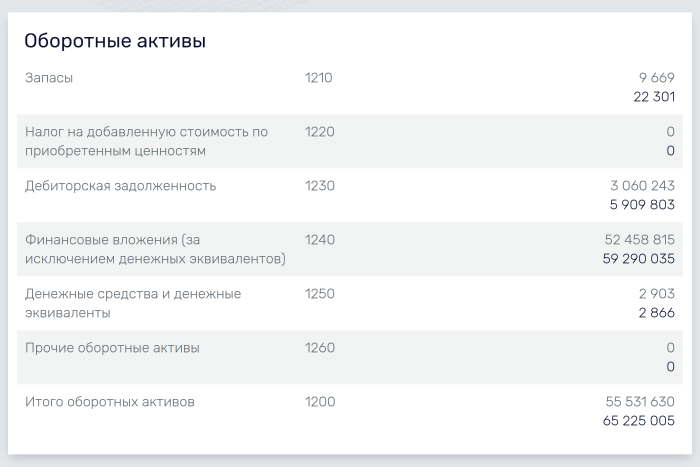 Раздел “Отчетность” в сервисе Rusprofile